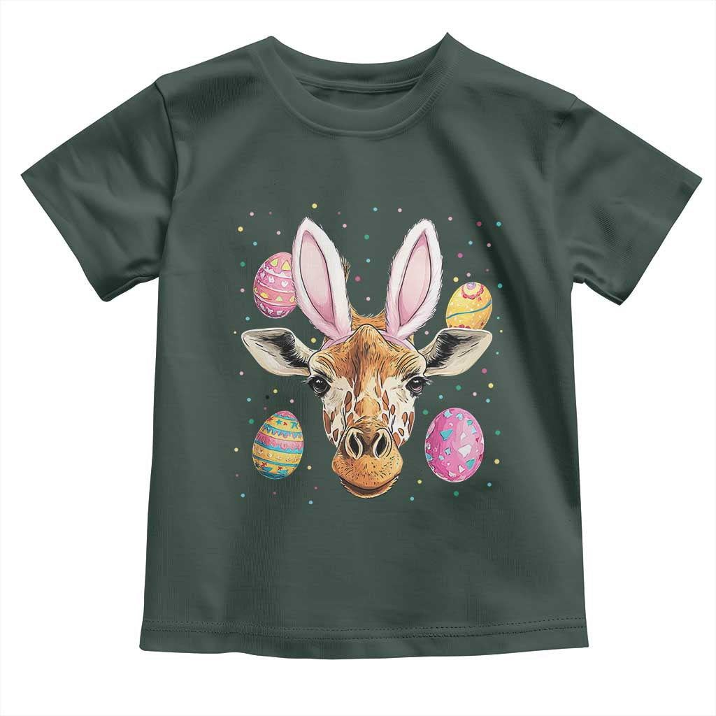 Funny Giraffe Bunny Toddler T Shirt Happy Easter Day Sunday TS02 Dark Forest Green Print Your Wear