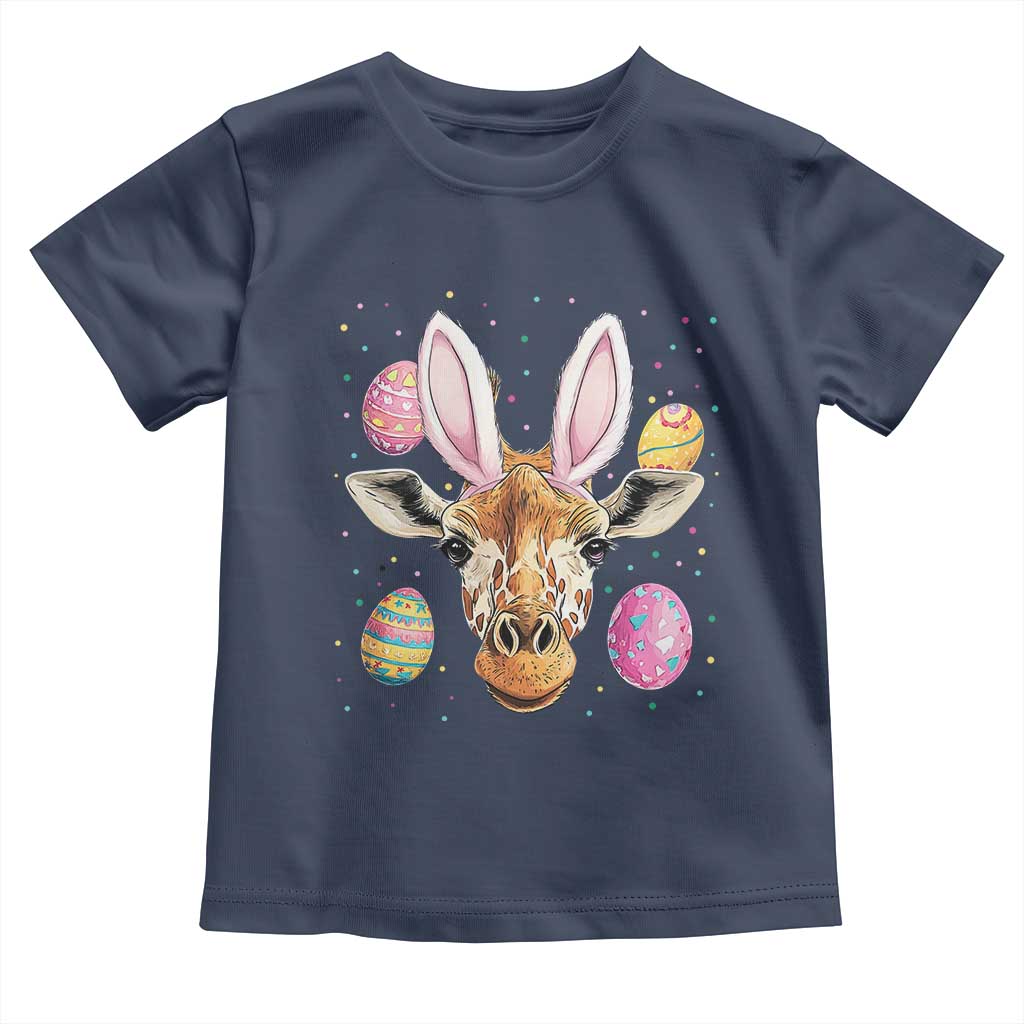 Funny Giraffe Bunny Toddler T Shirt Happy Easter Day Sunday TS02 Navy Print Your Wear
