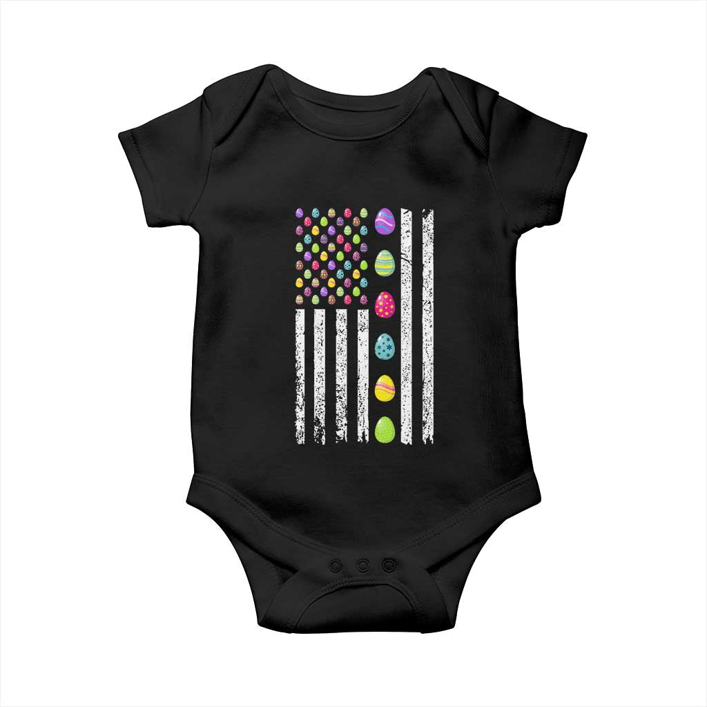 Easter Eggs American Flag Patriotic Baby Onesie Happy Easter Day TS02 Black Print Your Wear