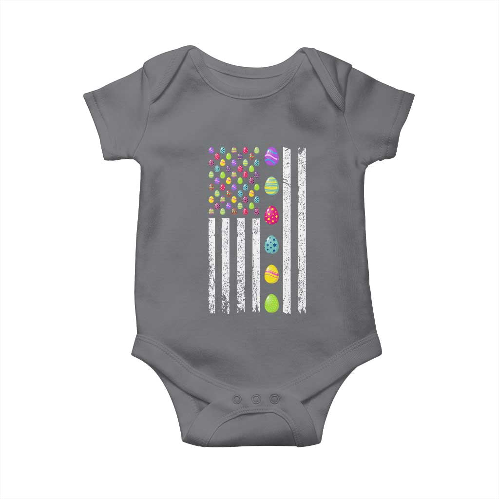 Easter Eggs American Flag Patriotic Baby Onesie Happy Easter Day TS02 Charcoal Print Your Wear