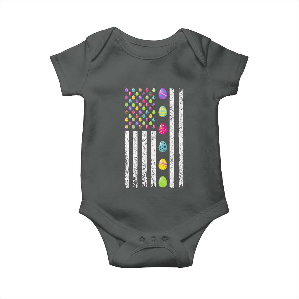 Easter Eggs American Flag Patriotic Baby Onesie Happy Easter Day TS02 Dark Heather Print Your Wear