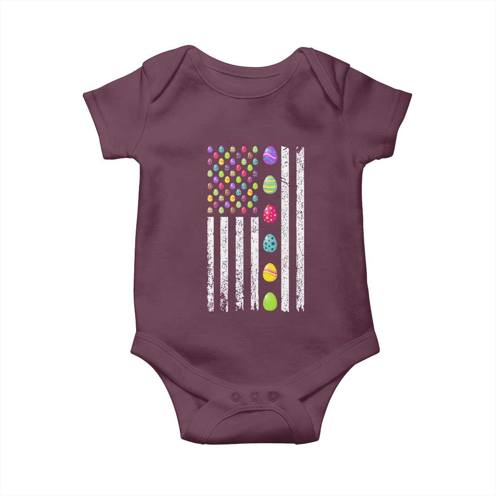 Easter Eggs American Flag Patriotic Baby Onesie Happy Easter Day TS02 Maroon Print Your Wear