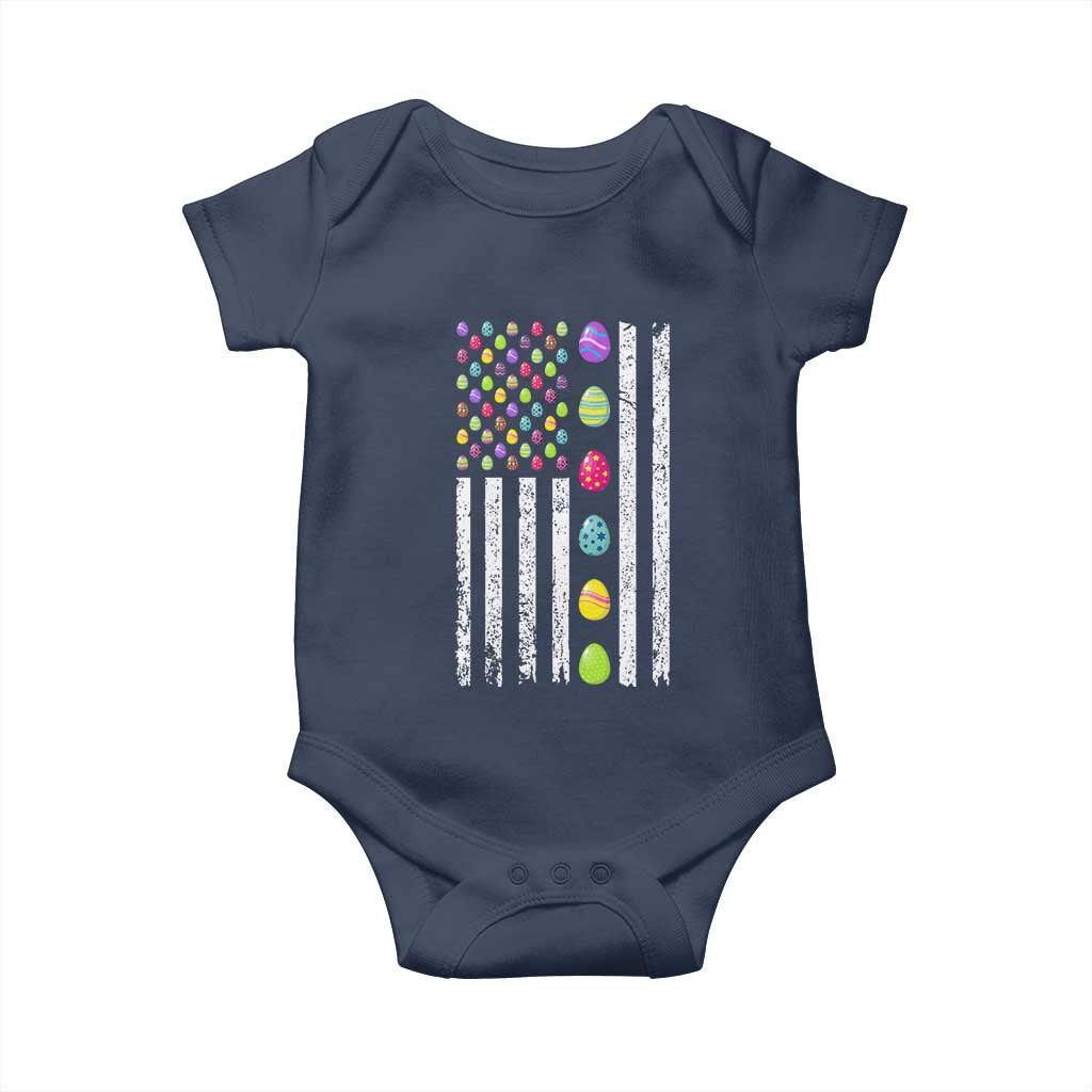 Easter Eggs American Flag Patriotic Baby Onesie Happy Easter Day TS02 Navy Print Your Wear