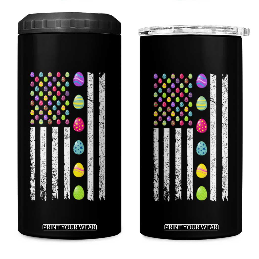 Easter Eggs American Flag Patriotic 4 in 1 Can Cooler Tumbler Happy Easter Day TS02 One Size: 16 oz Black Print Your Wear