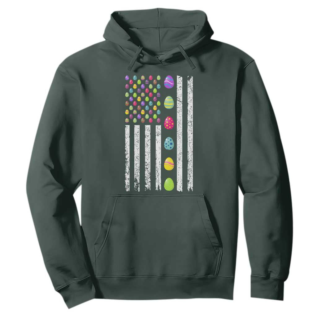 Easter Eggs American Flag Patriotic Hoodie Happy Easter Day TS02 Dark Forest Green Print Your Wear