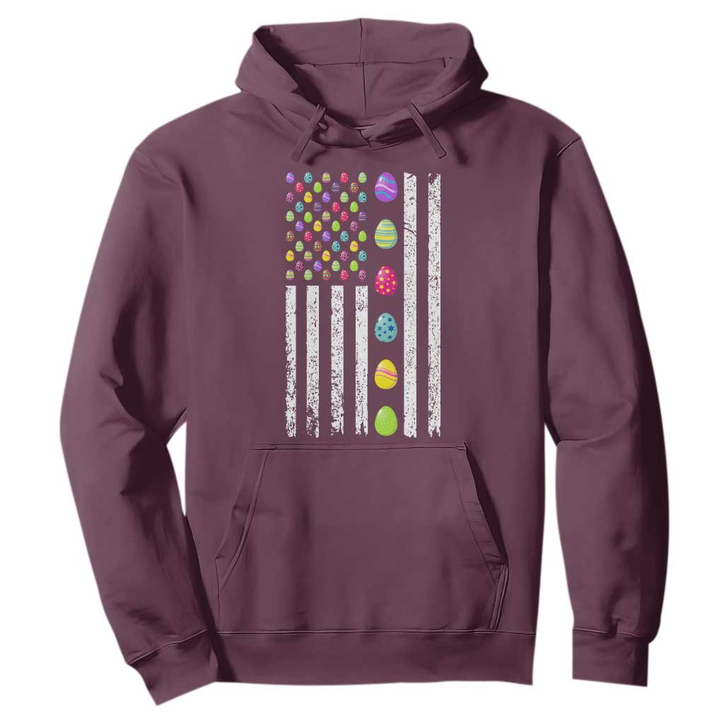 Easter Eggs American Flag Patriotic Hoodie Happy Easter Day TS02 Maroon Print Your Wear