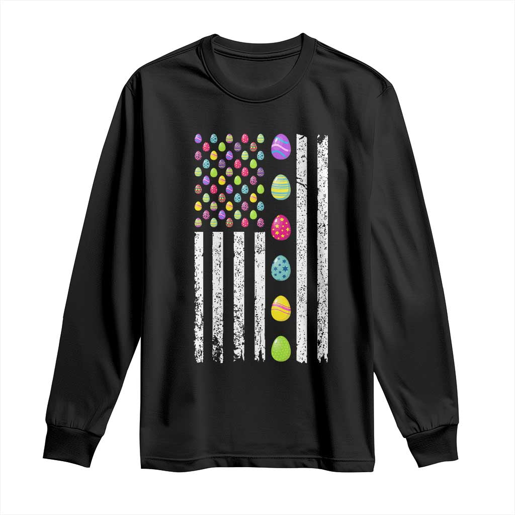 Easter Eggs American Flag Patriotic Long Sleeve Shirt Happy Easter Day TS02 Black Print Your Wear
