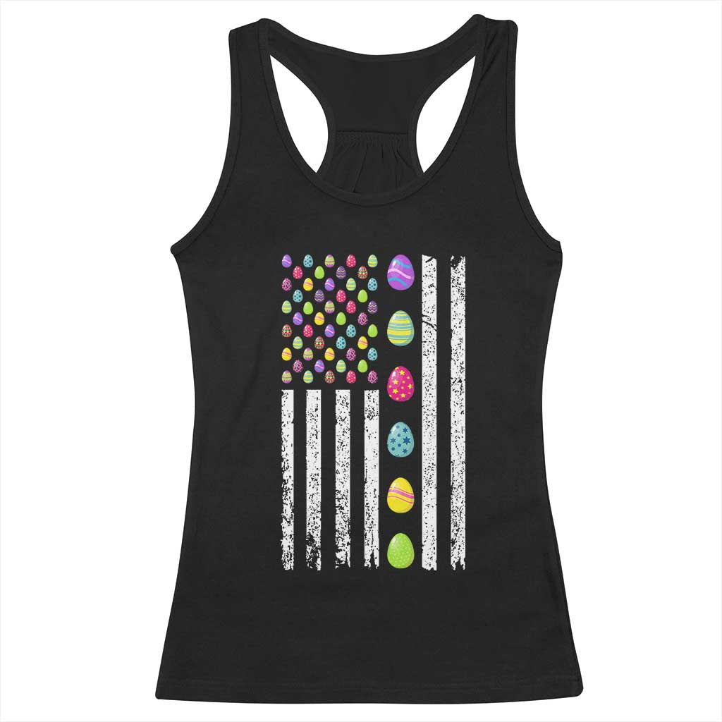 Easter Eggs American Flag Patriotic Racerback Tank Top Happy Easter Day TS02 Black Print Your Wear