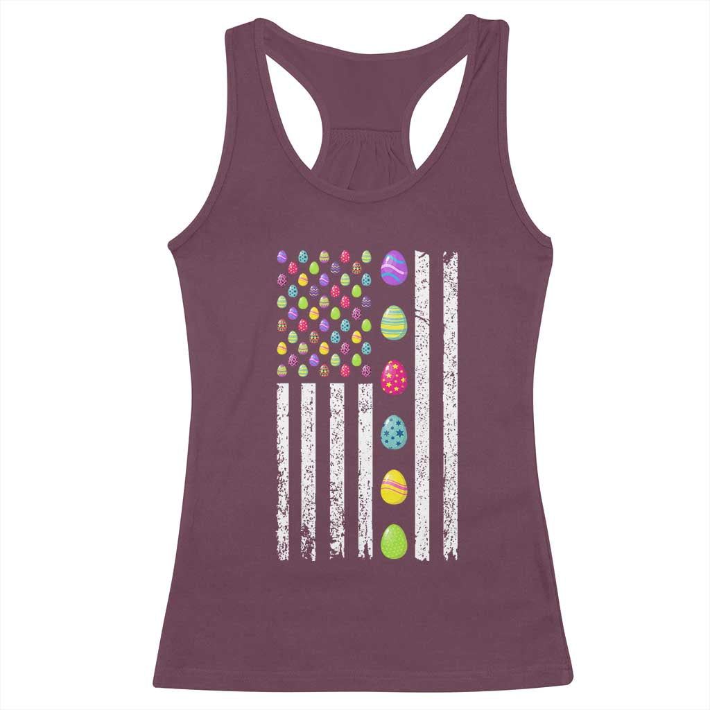 Easter Eggs American Flag Patriotic Racerback Tank Top Happy Easter Day TS02 Maroon Print Your Wear