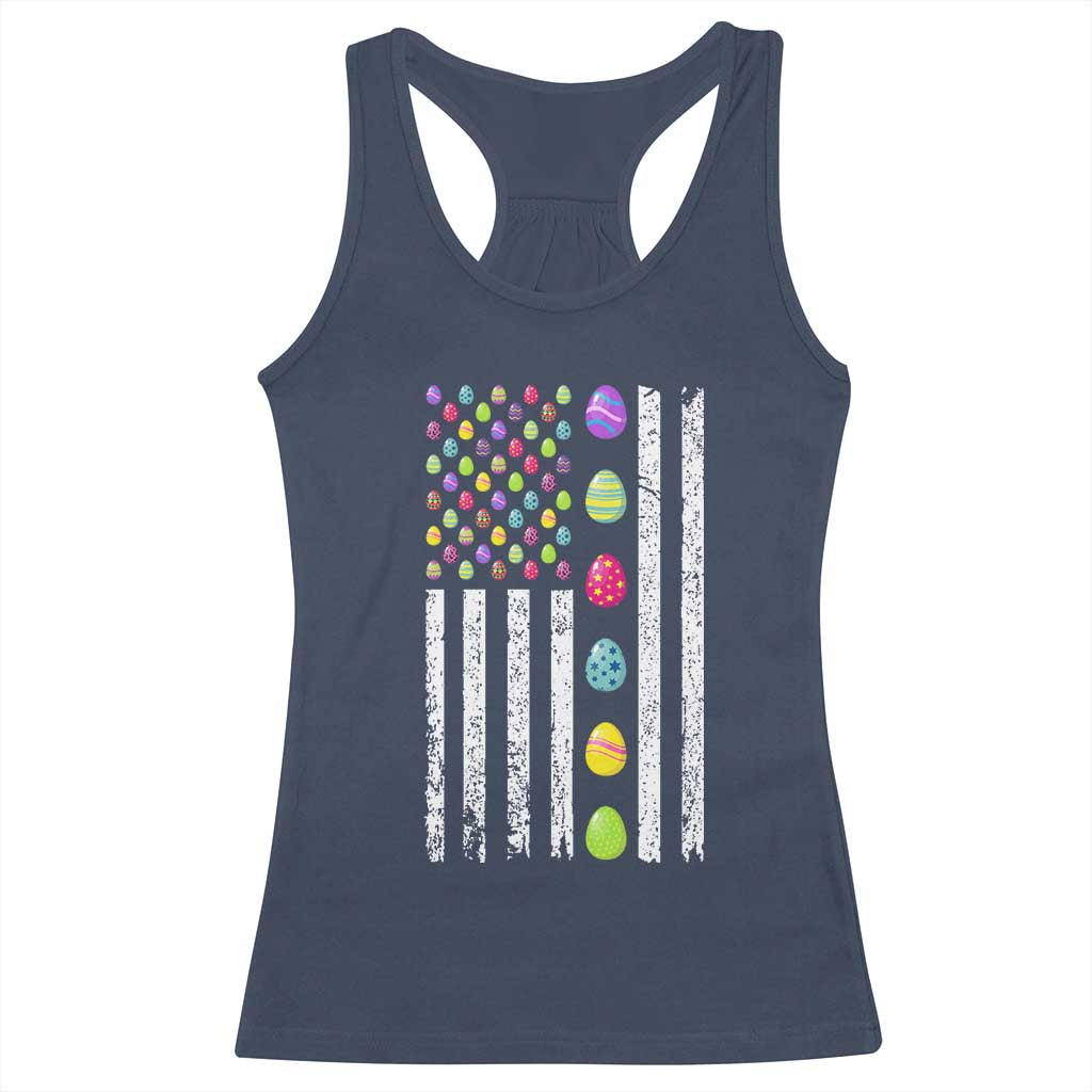 Easter Eggs American Flag Patriotic Racerback Tank Top Happy Easter Day TS02 Navy Print Your Wear