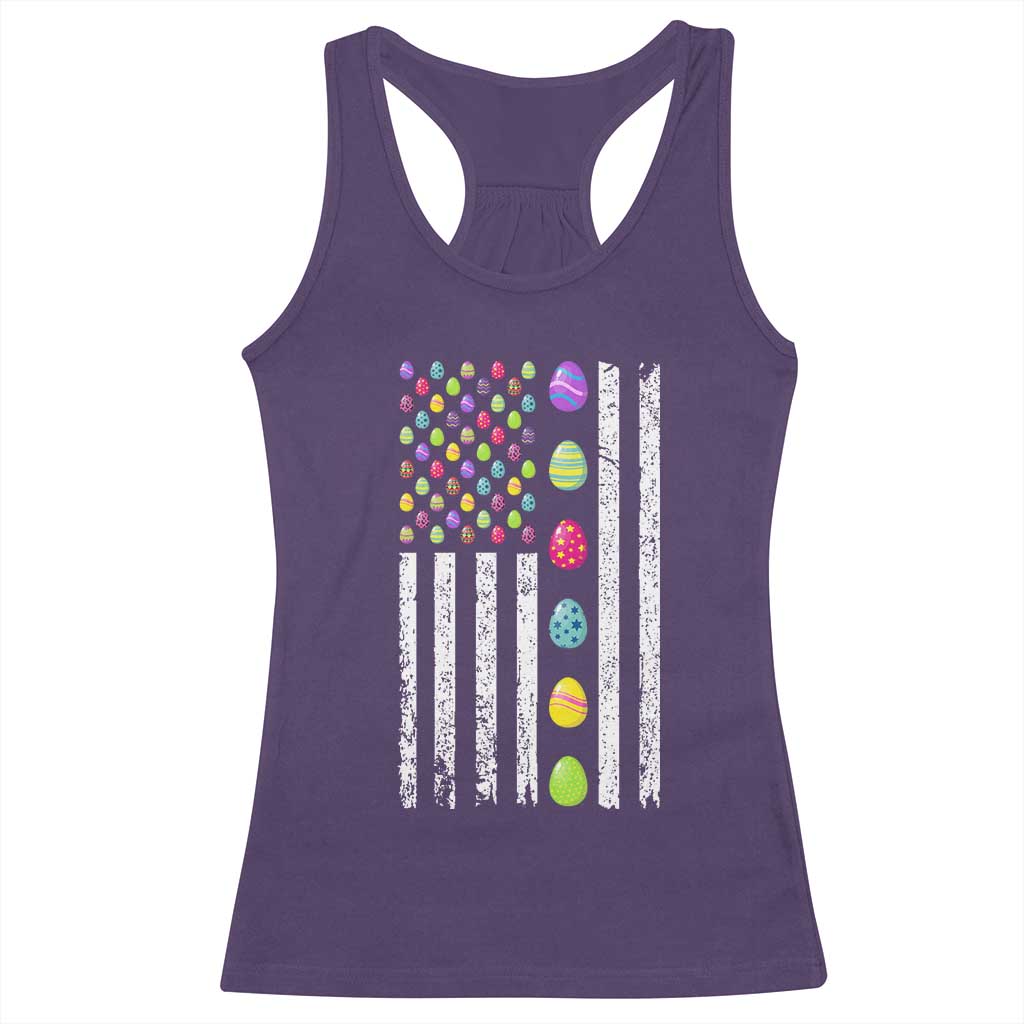 Easter Eggs American Flag Patriotic Racerback Tank Top Happy Easter Day TS02 Purple Print Your Wear