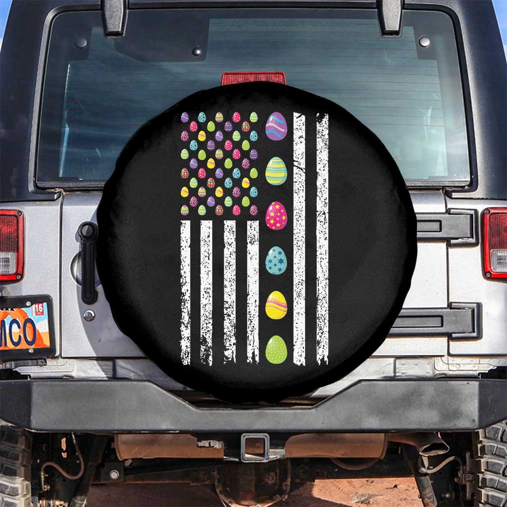 Easter Eggs American Flag Patriotic Spare Tire Cover Happy Easter Day TS02 No hole Black Print Your Wear