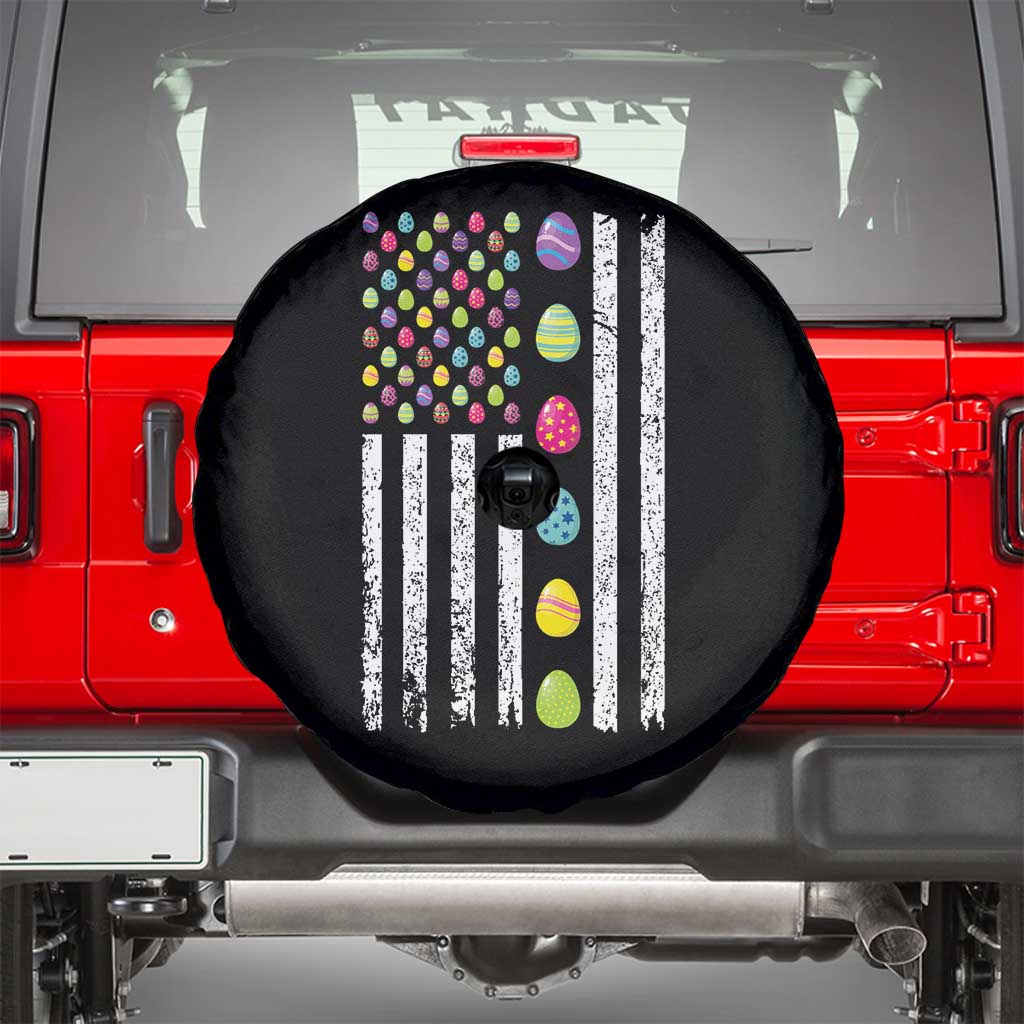 Easter Eggs American Flag Patriotic Spare Tire Cover Happy Easter Day TS02 Black Print Your Wear