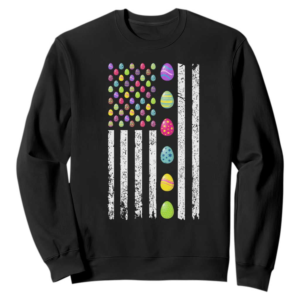 Easter Eggs American Flag Patriotic Sweatshirt Happy Easter Day TS02 Black Print Your Wear
