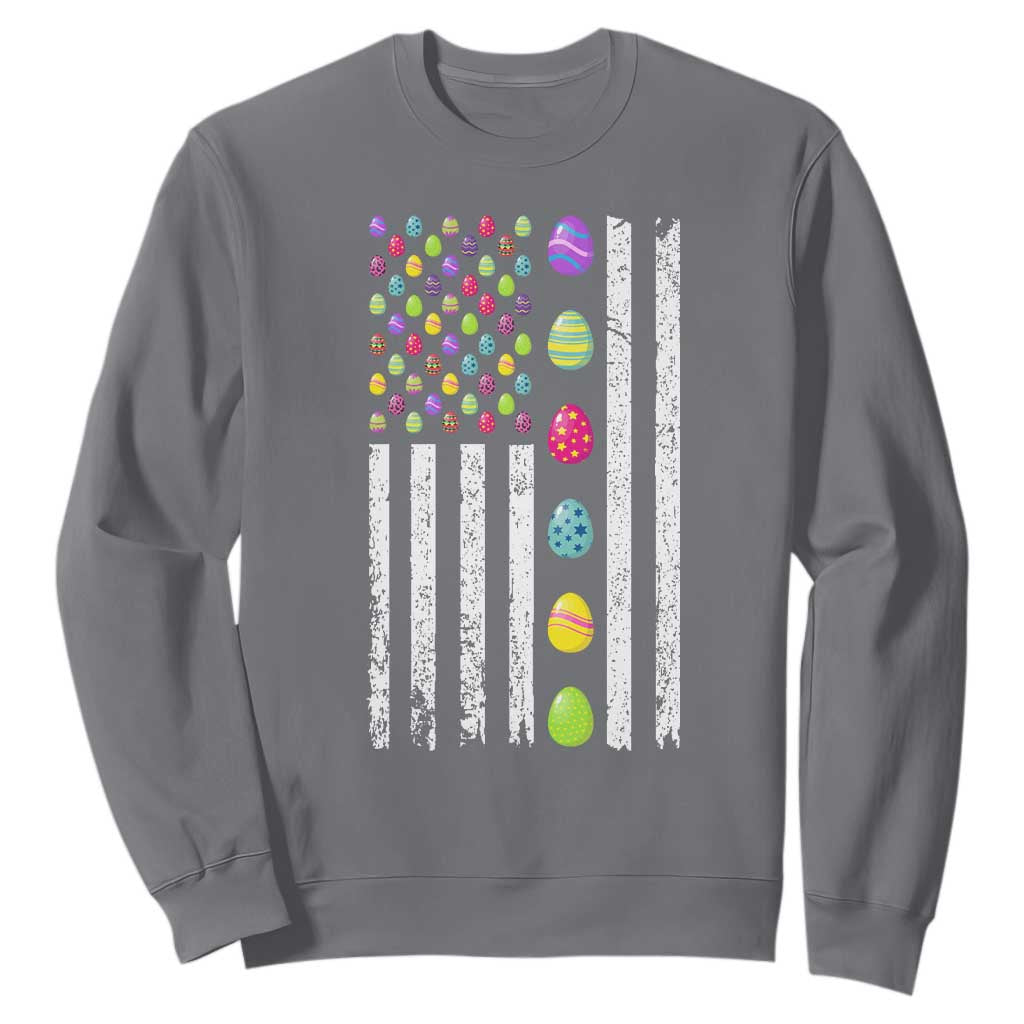 Easter Eggs American Flag Patriotic Sweatshirt Happy Easter Day TS02 Charcoal Print Your Wear