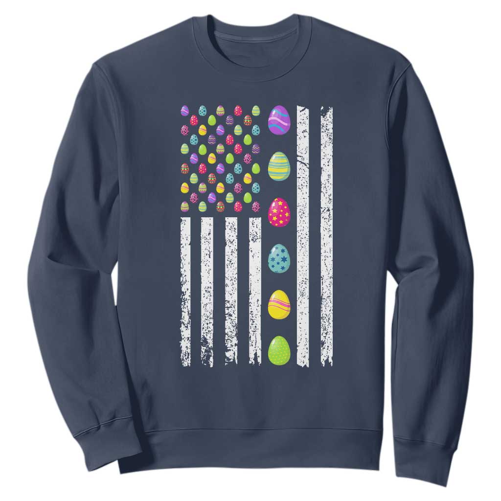 Easter Eggs American Flag Patriotic Sweatshirt Happy Easter Day TS02 Navy Print Your Wear