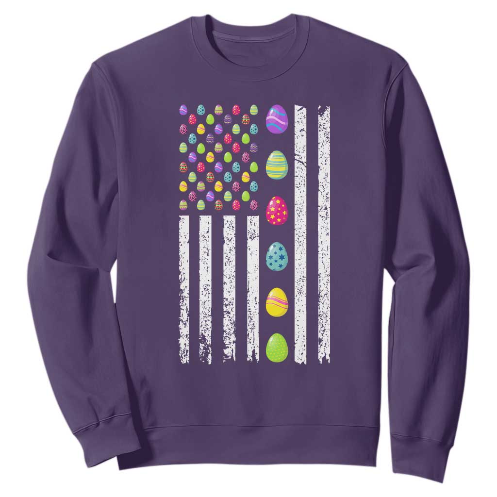 Easter Eggs American Flag Patriotic Sweatshirt Happy Easter Day TS02 Purple Print Your Wear