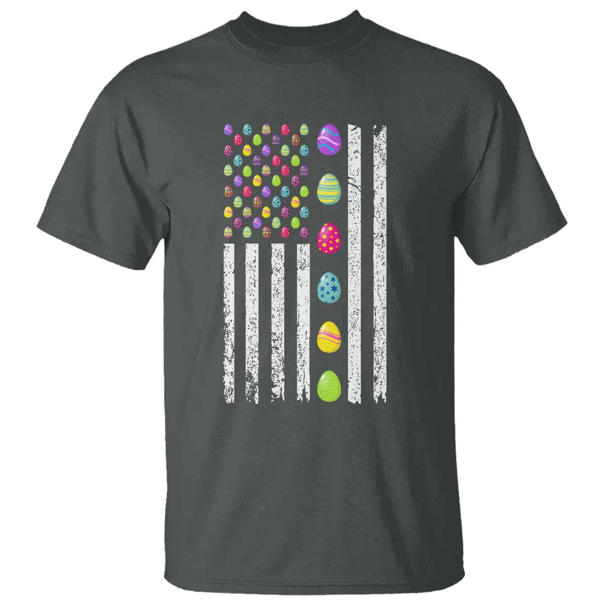 Easter Eggs American Flag Patriotic T Shirt Happy Easter Day TS02 Dark Heather Print Your Wear