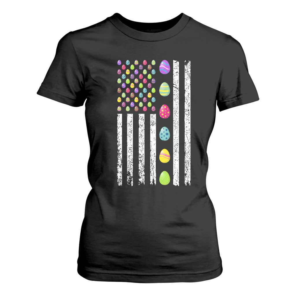 Easter Eggs American Flag Patriotic T Shirt For Women Happy Easter Day TS02 Black Print Your Wear