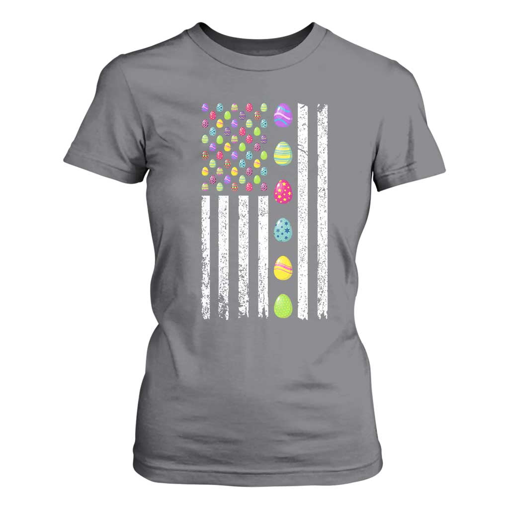 Easter Eggs American Flag Patriotic T Shirt For Women Happy Easter Day TS02 Charcoal Print Your Wear