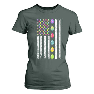 Easter Eggs American Flag Patriotic T Shirt For Women Happy Easter Day TS02 Dark Forest Green Print Your Wear