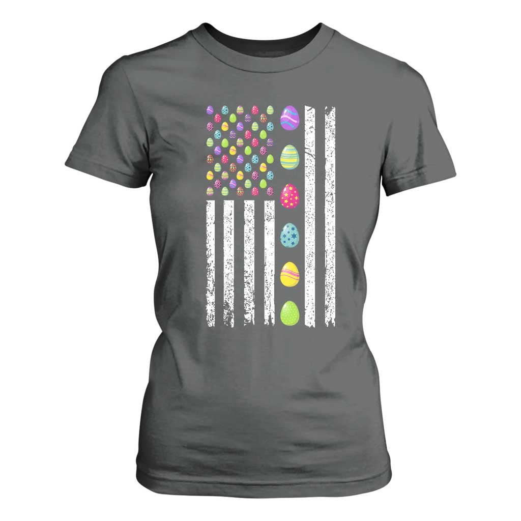 Easter Eggs American Flag Patriotic T Shirt For Women Happy Easter Day TS02 Dark Heather Print Your Wear