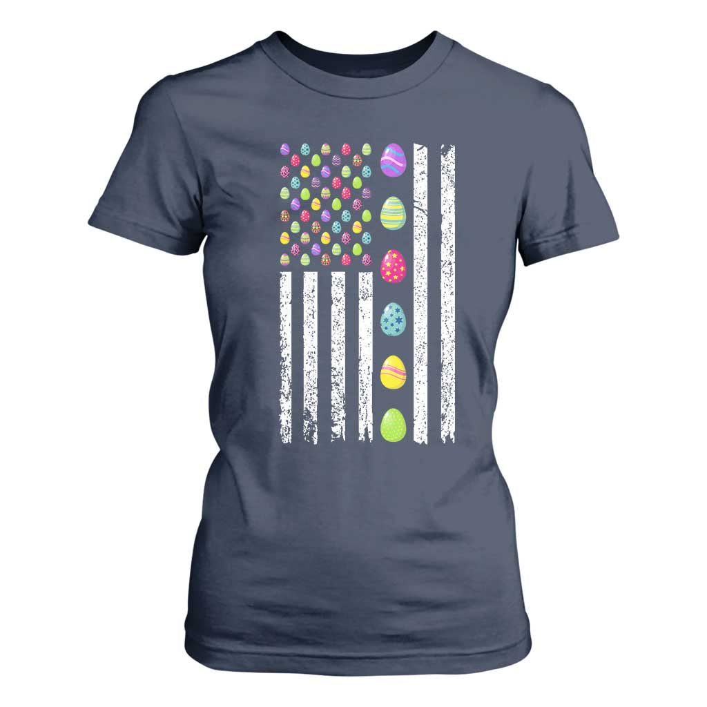 Easter Eggs American Flag Patriotic T Shirt For Women Happy Easter Day TS02 Navy Print Your Wear