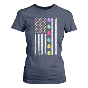 Easter Eggs American Flag Patriotic T Shirt For Women Happy Easter Day TS02 Navy Print Your Wear