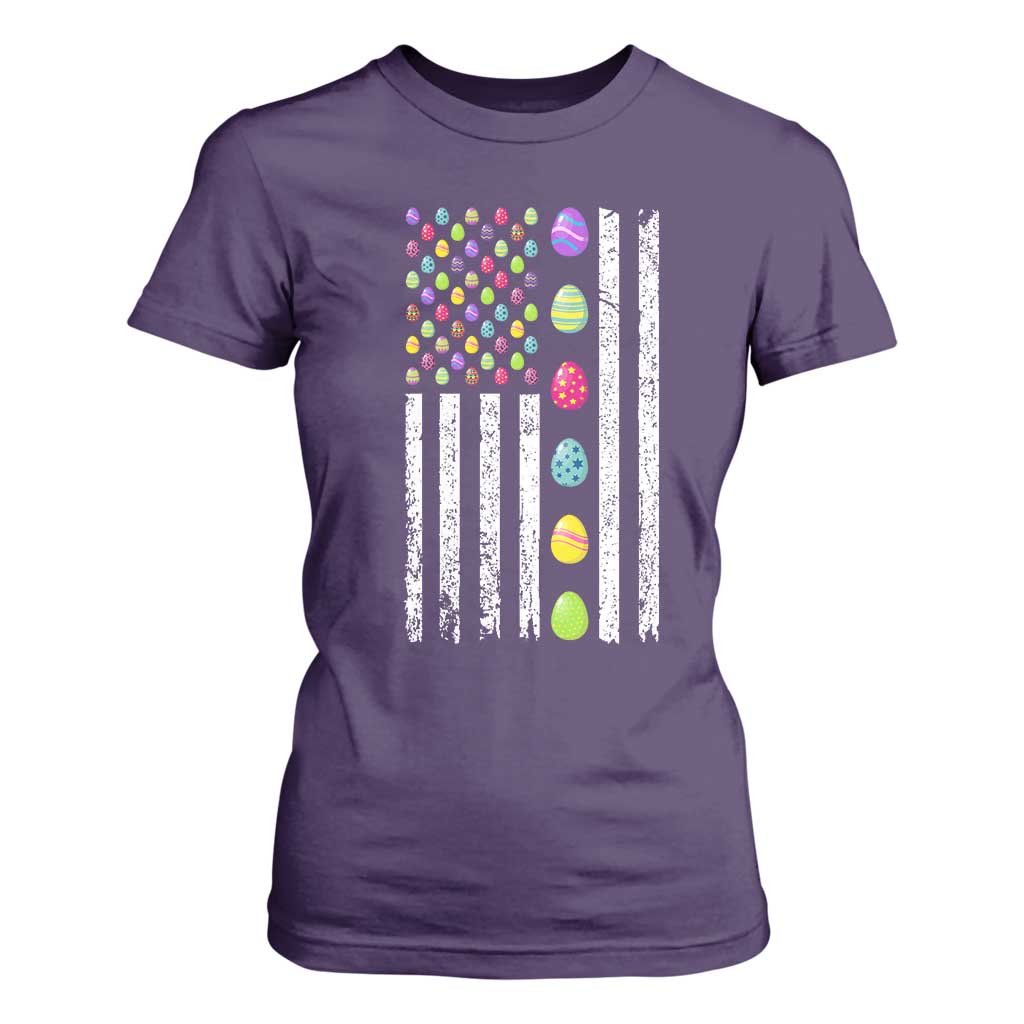 Easter Eggs American Flag Patriotic T Shirt For Women Happy Easter Day TS02 Purple Print Your Wear