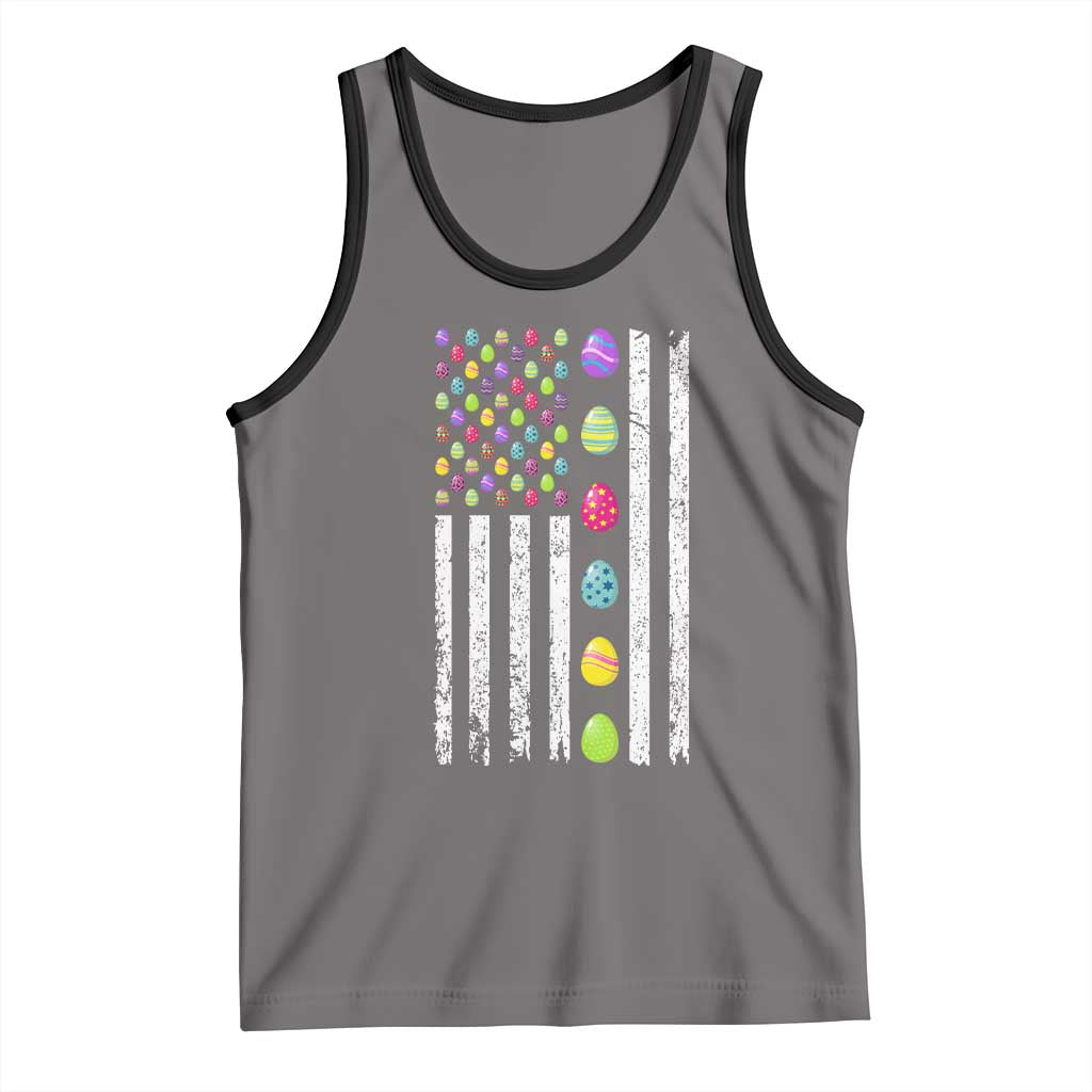 Easter Eggs American Flag Patriotic Tank Top Happy Easter Day TS02 Deep Heather Black Print Your Wear