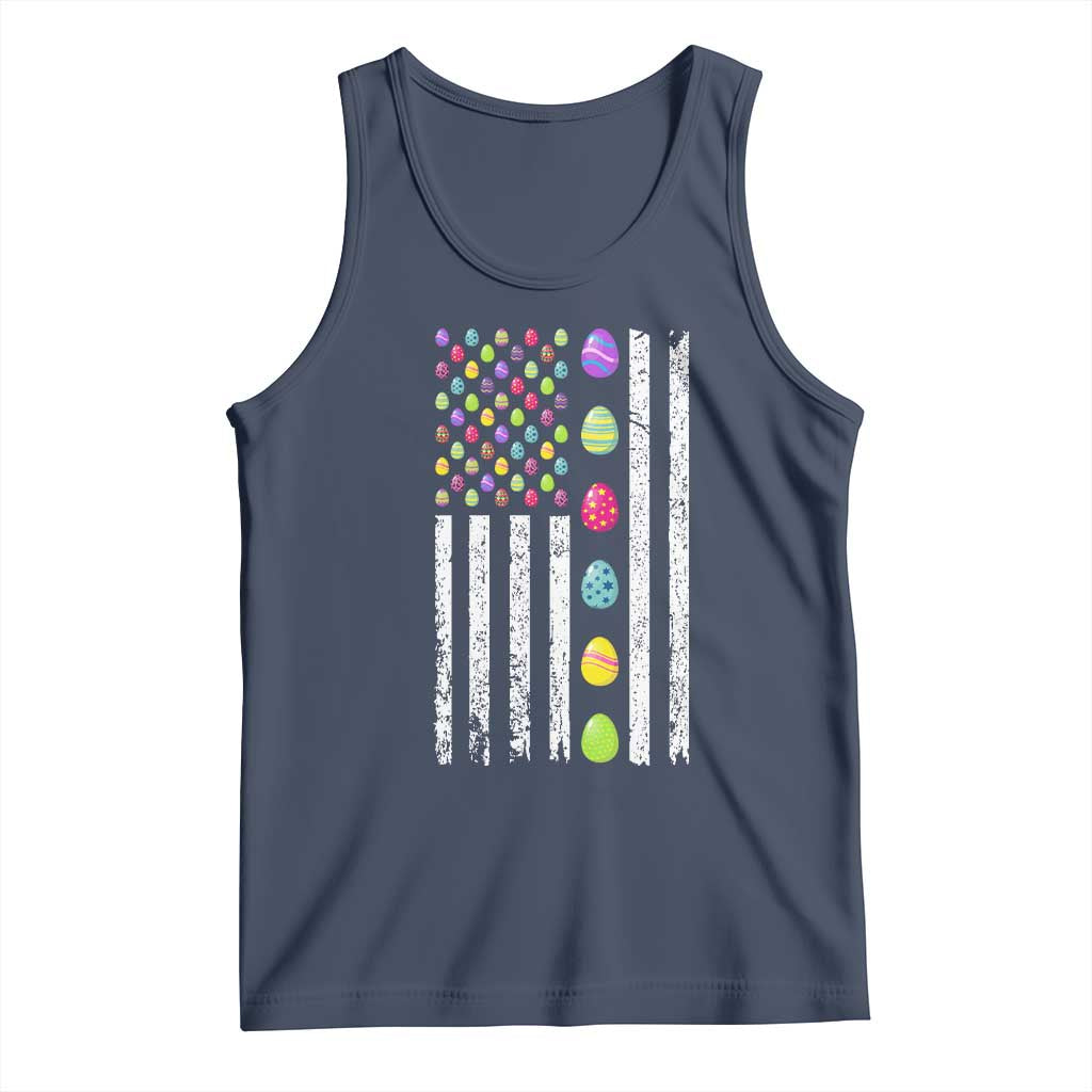 Easter Eggs American Flag Patriotic Tank Top Happy Easter Day TS02 Navy Print Your Wear