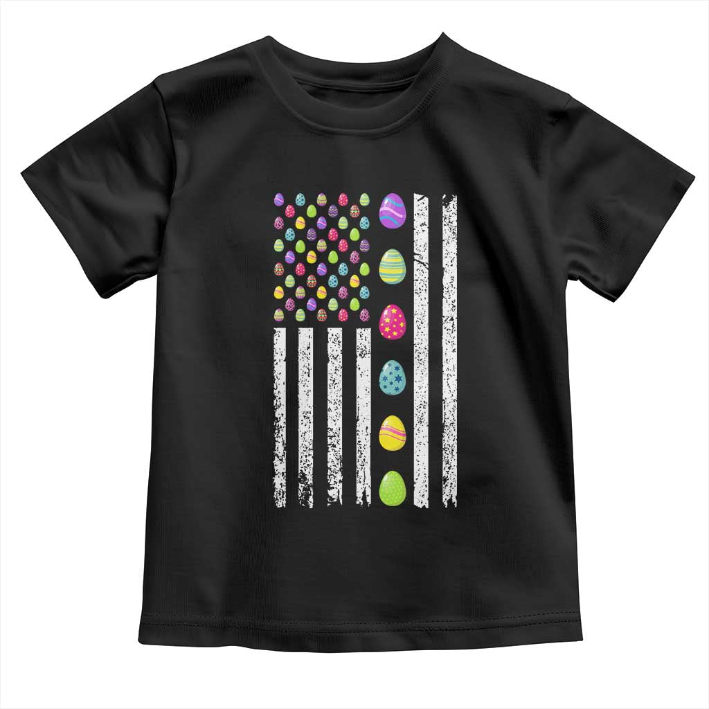 Easter Eggs American Flag Patriotic Toddler T Shirt Happy Easter Day TS02 Black Print Your Wear