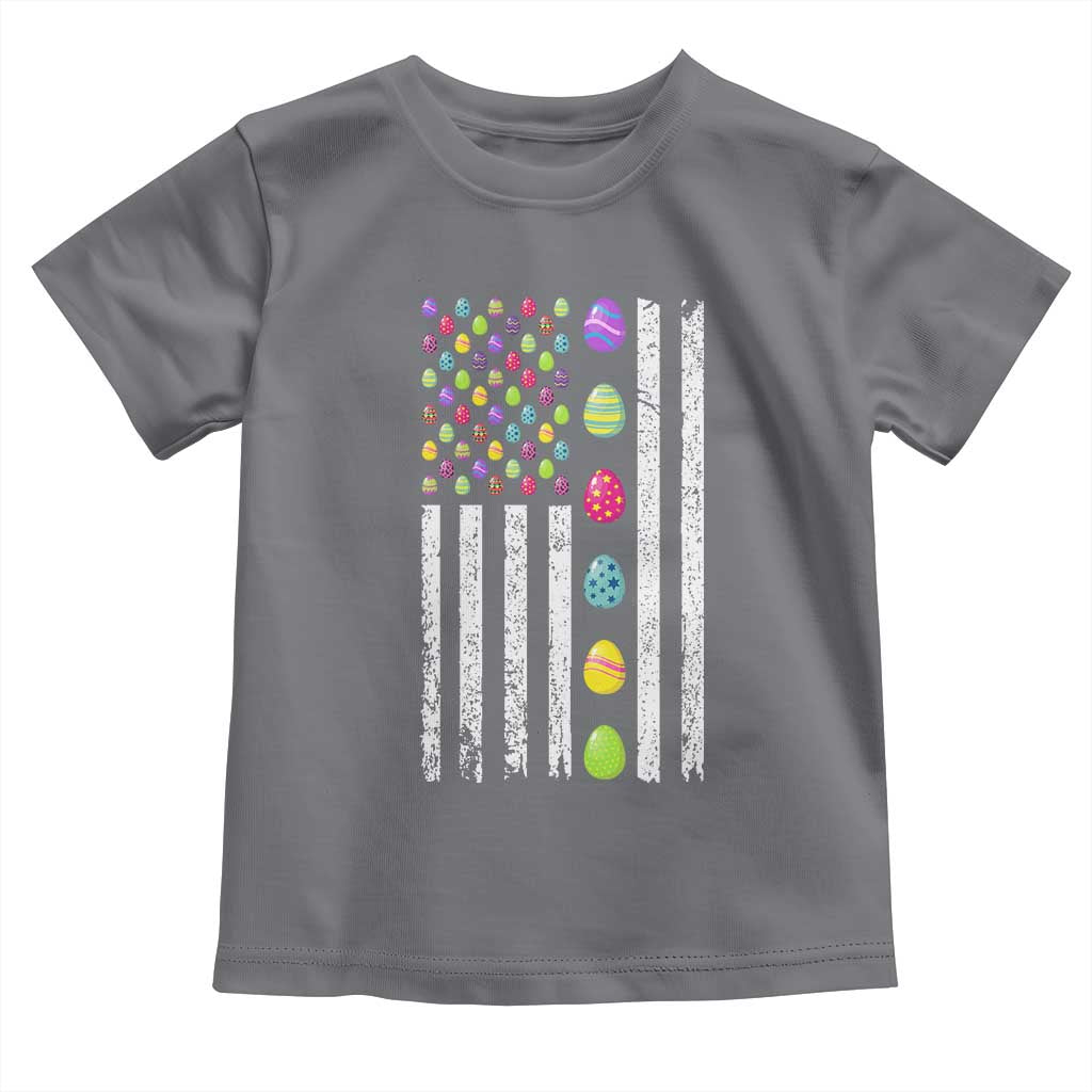 Easter Eggs American Flag Patriotic Toddler T Shirt Happy Easter Day TS02 Charcoal Print Your Wear
