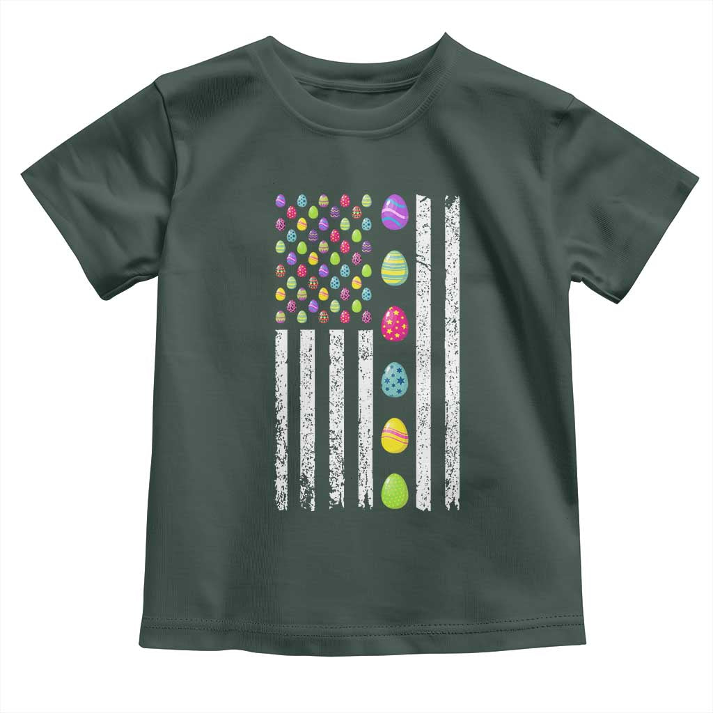 Easter Eggs American Flag Patriotic Toddler T Shirt Happy Easter Day TS02 Dark Forest Green Print Your Wear
