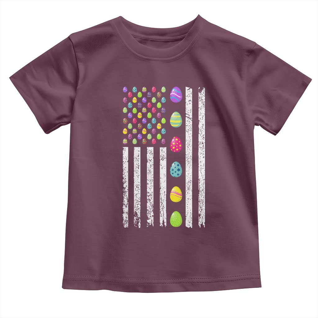 Easter Eggs American Flag Patriotic Toddler T Shirt Happy Easter Day TS02 Maroon Print Your Wear