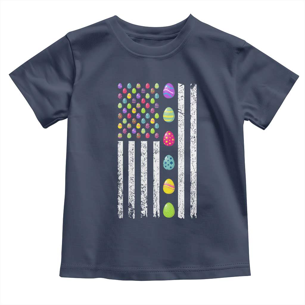 Easter Eggs American Flag Patriotic Toddler T Shirt Happy Easter Day TS02 Navy Print Your Wear