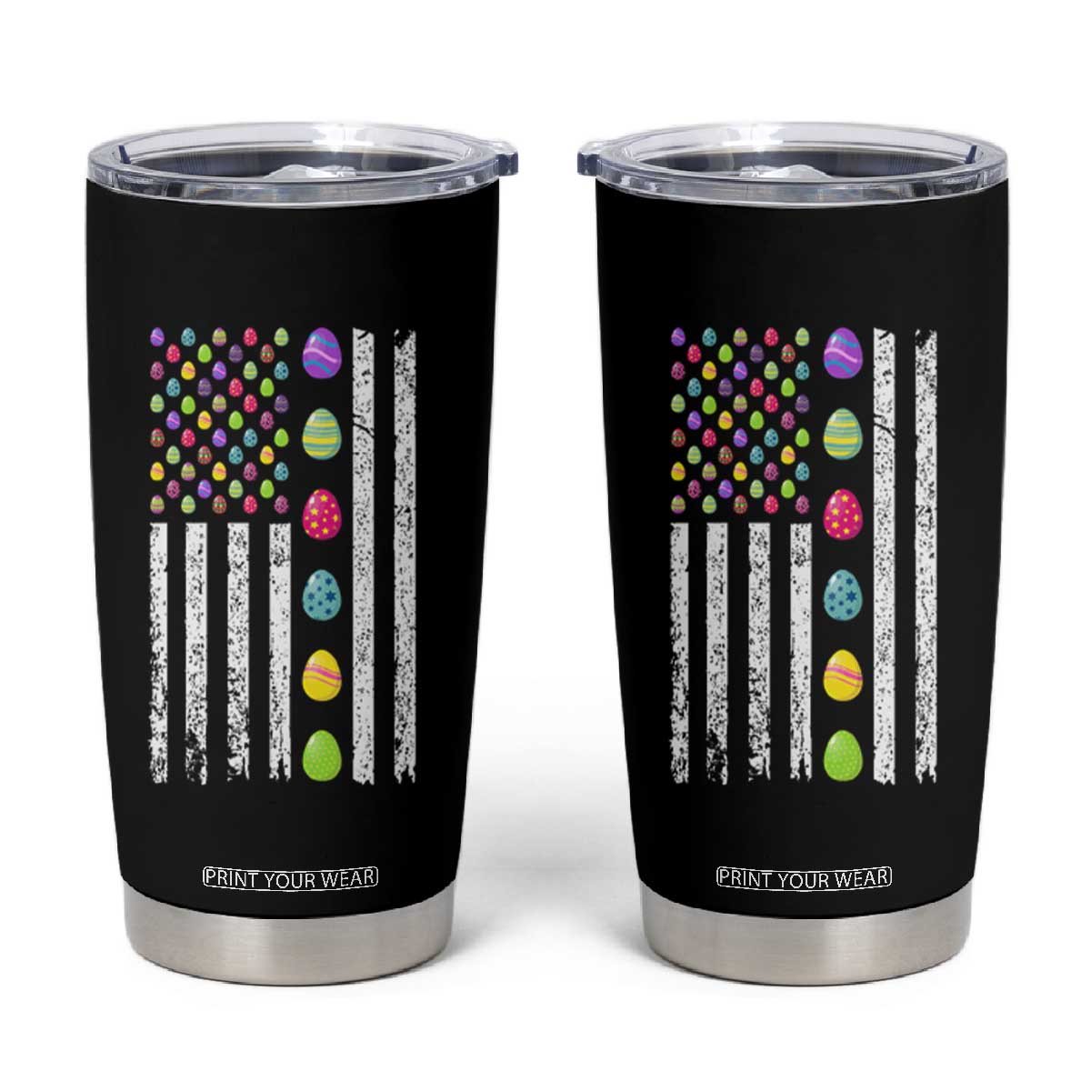Easter Eggs American Flag Patriotic Tumbler Cup Happy Easter Day TS02 Black Print Your Wear