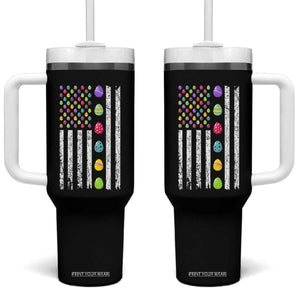 Easter Eggs American Flag Patriotic Tumbler With Handle Happy Easter Day TS02 One Size: 40 oz Black Print Your Wear