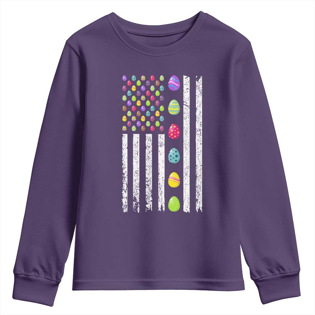Easter Eggs American Flag Patriotic Youth Sweatshirt Happy Easter Day TS02 Purple Print Your Wear