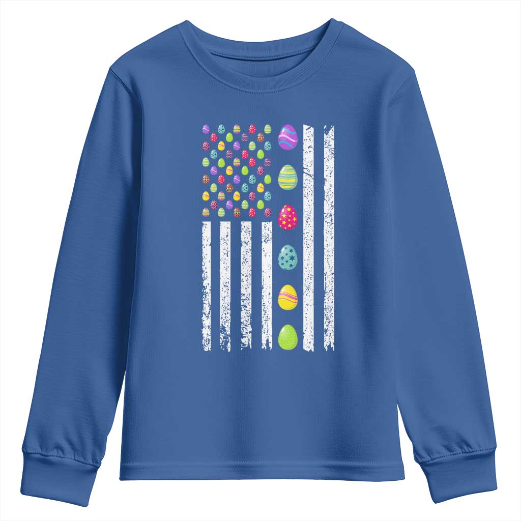Easter Eggs American Flag Patriotic Youth Sweatshirt Happy Easter Day TS02 Royal Blue Print Your Wear