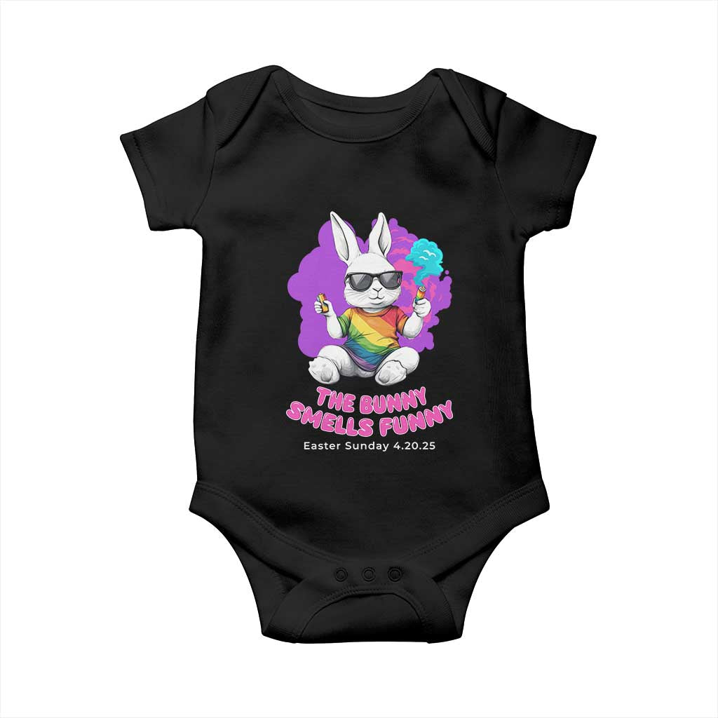 Happy 420 Easter Baby Onesie The Bunny Smells Funny TS02 Black Print Your Wear