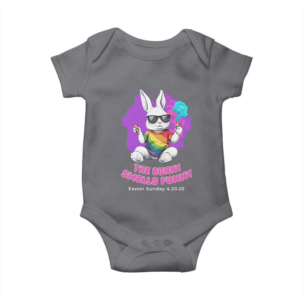 Happy 420 Easter Baby Onesie The Bunny Smells Funny TS02 Charcoal Print Your Wear
