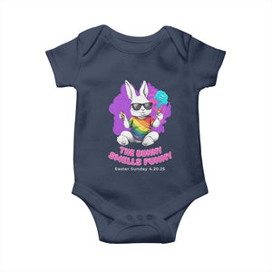 Happy 420 Easter Baby Onesie The Bunny Smells Funny TS02 Navy Print Your Wear