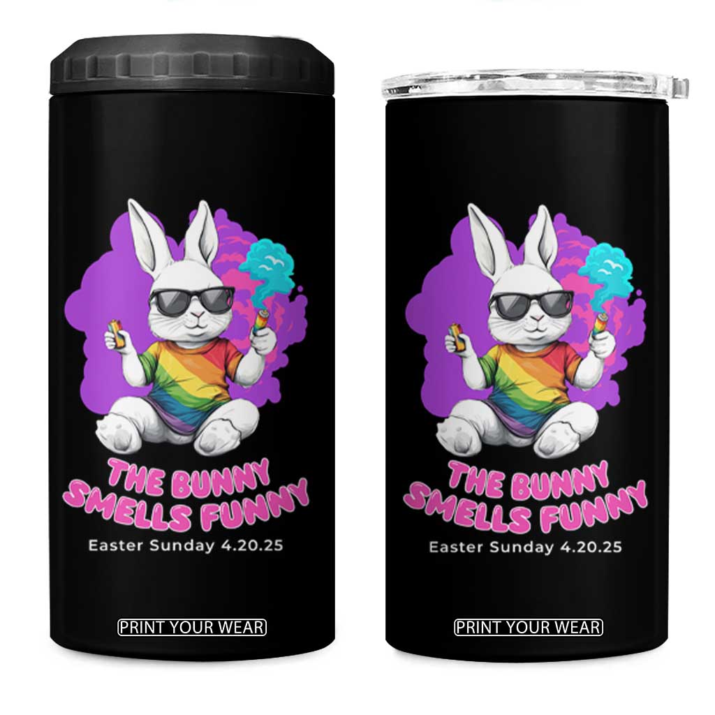Happy 420 Easter 4 in 1 Can Cooler Tumbler The Bunny Smells Funny TS02 One Size: 16 oz Black Print Your Wear