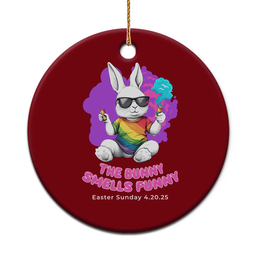 Happy 420 Easter Ceramic Ornament The Bunny Smells Funny TS02 1pc Red Print Your Wear