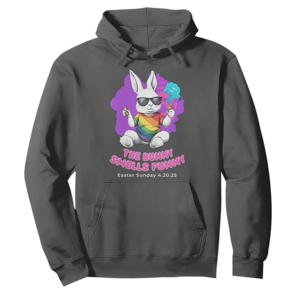 Happy 420 Easter Hoodie The Bunny Smells Funny TS02 Dark Heather Print Your Wear