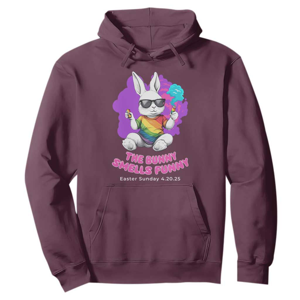 Happy 420 Easter Hoodie The Bunny Smells Funny TS02 Maroon Print Your Wear