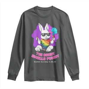 Happy 420 Easter Long Sleeve Shirt The Bunny Smells Funny TS02 Dark Heather Print Your Wear