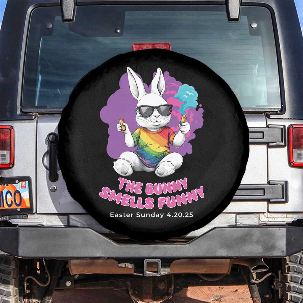 Happy 420 Easter Spare Tire Cover The Bunny Smells Funny TS02 No hole Black Print Your Wear