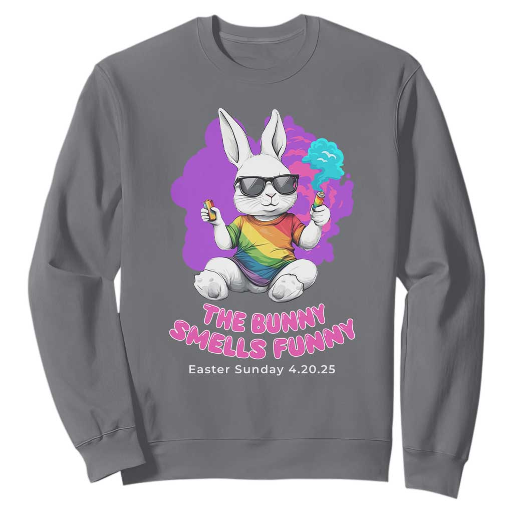 Happy 420 Easter Sweatshirt The Bunny Smells Funny TS02 Charcoal Print Your Wear